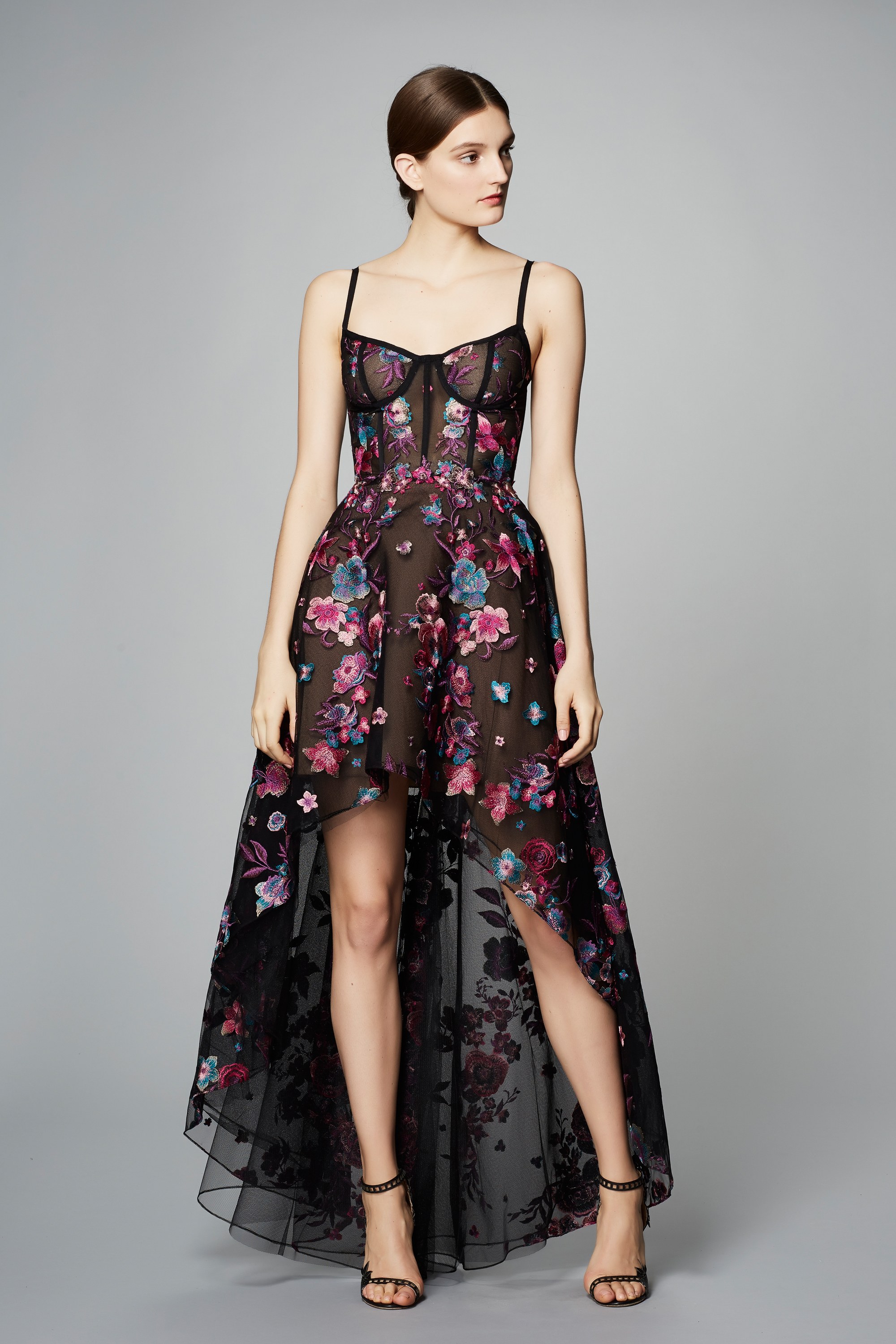 How To Work Dark Floral Prints Fall 2017 - Marchesa Notte | The Fashion Folks