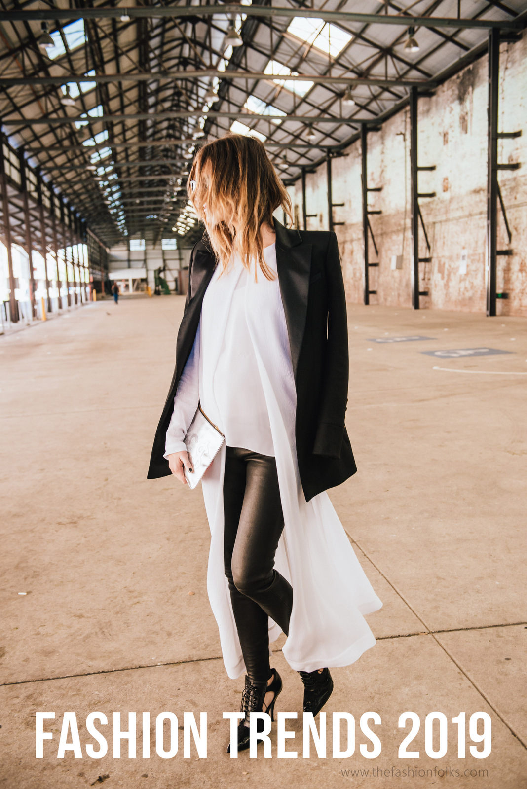 Fashion Trends 2019 White Shirt Dress Black Blazer Shoes